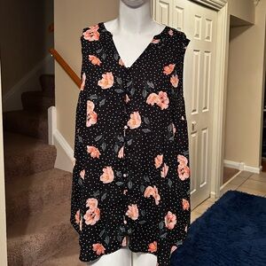 4- Torrid Harper Floral Polka Dot Sleeveless Blouse - Black/Peach